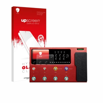 Face avant d’un emballage produit avec le logo de la marque upscreen. À côté, l’appareil Valeton GP-200R est représenté avec l