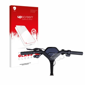 Face avant d’un emballage produit avec le logo de la marque upscreen. À côté, l’appareil Segway Ninebot P65D est représenté av