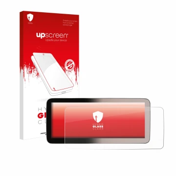 Face avant d’un emballage produit avec le logo de la marque upscreen. À côté, l’appareil Erisin ES46GC50-TDE 12,3