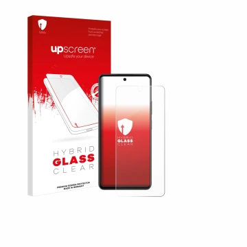 Face avant d’un emballage produit avec le logo de la marque upscreen. À côté, l’appareil Oppo A79 5G est représenté avec la pr