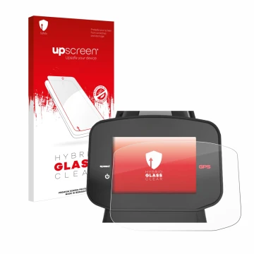 Face avant d’un emballage produit avec le logo de la marque upscreen. À côté, l’appareil PowaKaddy FX7 GPS 3.5