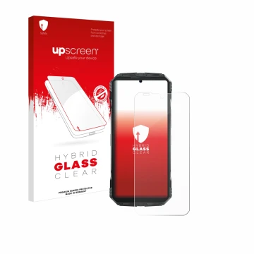 Face avant d’un emballage produit avec le logo de la marque upscreen. À côté, l’appareil Doogee S Punk est représenté avec la 