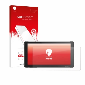 Face avant d’un emballage produit avec le logo de la marque upscreen. À côté, l’appareil Interphone RideSync Sync55 est représ