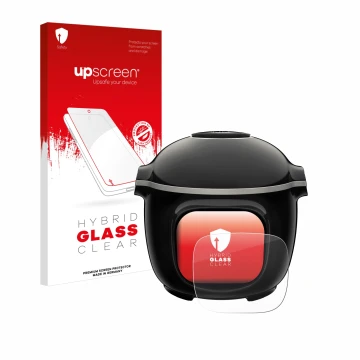 Face avant d’un emballage produit avec le logo de la marque upscreen. À côté, l’appareil Moulinex Cookeo Touch est représenté 