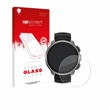 Face avant d’un emballage produit avec le logo de la marque upscreen. À côté, l’appareil Suunto Ocean est représenté avec la p