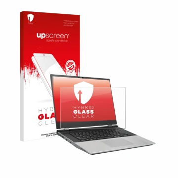 Face avant d’un emballage produit avec le logo de la marque upscreen. À côté, l’appareil Framework Laptop 16 est représenté av
