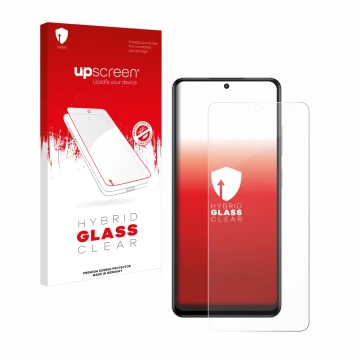 Face avant d’un emballage produit avec le logo de la marque upscreen. À côté, l’appareil realme 12 4G est représenté avec la p