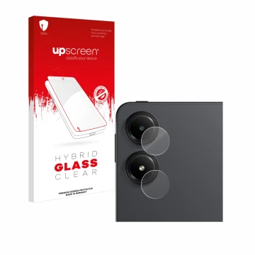 Face avant d’un emballage produit avec le logo de la marque upscreen. À côté, l’appareil Xiaomi Redmi Pad Pro 5G (Caméra UNIQU