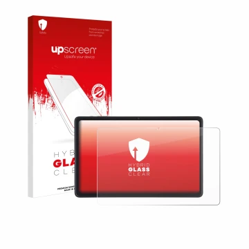 Face avant d’un emballage produit avec le logo de la marque upscreen. À côté, l’appareil Acepad A170 10.4