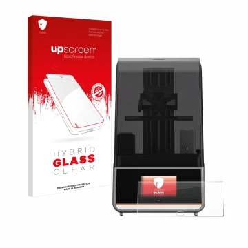 Face avant d’un emballage produit avec le logo de la marque upscreen. À côté, l’appareil Anycubic Photon Mono M7 Pro est repré