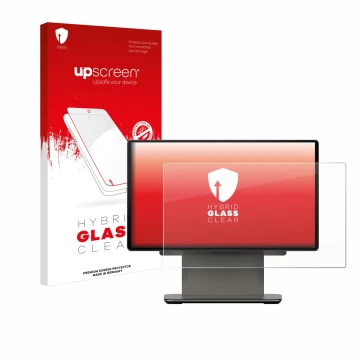 Face avant d’un emballage produit avec le logo de la marque upscreen. À côté, l’appareil Sunmi D3 PRO est représenté avec la p