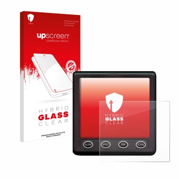 Face avant d’un emballage produit avec le logo de la marque upscreen. À côté, l’appareil Nasa Marine Instruments Clipper Duet 