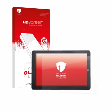 Face avant d’un emballage produit avec le logo de la marque upscreen. À côté, l’appareil Awow AiBook 10 est représenté avec la