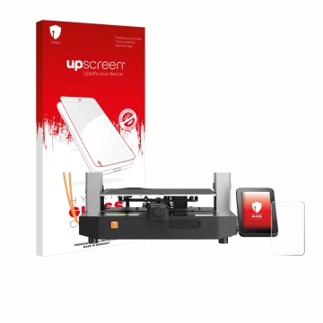 Face avant d’un emballage produit avec le logo de la marque upscreen. À côté, l’appareil Anycubic Kobra 3 est représenté avec 