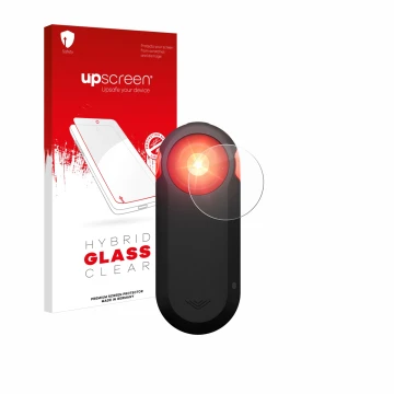 Face avant d’un emballage produit avec le logo de la marque upscreen. À côté, l’appareil Garmin Varia RTL516 est représenté av