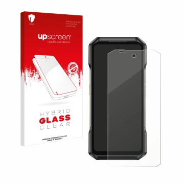 Face avant d’un emballage produit avec le logo de la marque upscreen. À côté, l’appareil Ulefone Armor 27T Pro est représenté 