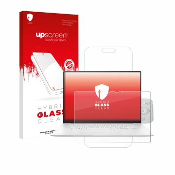 Face avant d’un emballage produit avec le logo de la marque upscreen. À côté, l’appareil ASUS ZenBook S 16 est représenté avec