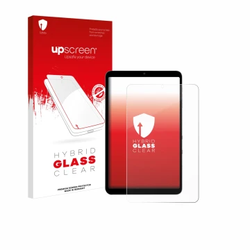 Face avant d’un emballage produit avec le logo de la marque upscreen. À côté, l’appareil Alldocube iPlay 60 Mini Pro est repré