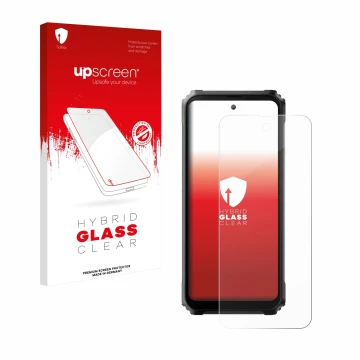 Face avant d’un emballage produit avec le logo de la marque upscreen. À côté, l’appareil Blackview BL9000 Pro est représenté a