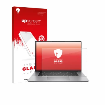 Face avant d’un emballage produit avec le logo de la marque upscreen. À côté, l’appareil HP Zbook Studio 16 G11 est représenté