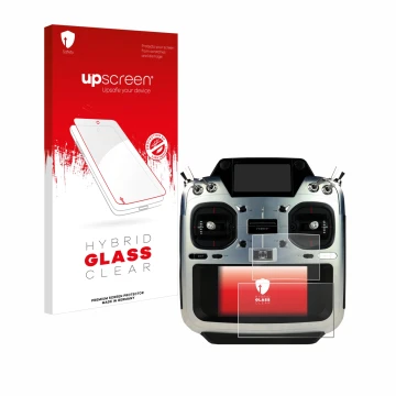 Face avant d’un emballage produit avec le logo de la marque upscreen. À côté, l’appareil Futaba T26SZ est représenté avec la p
