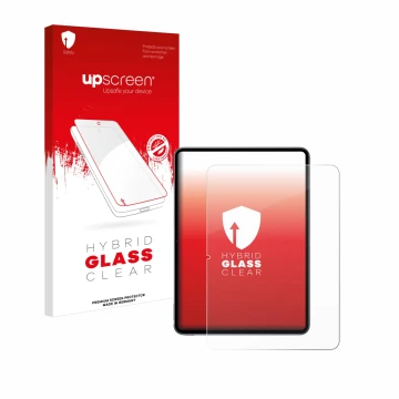 Face avant d’un emballage produit avec le logo de la marque upscreen. À côté, l’appareil OnePlus Pad 2 (portrait) est représen