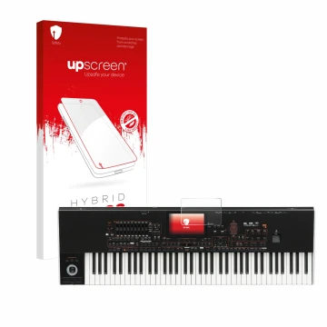Face avant d’un emballage produit avec le logo de la marque upscreen. À côté, l’appareil KORG Pa4x est représenté avec la prot