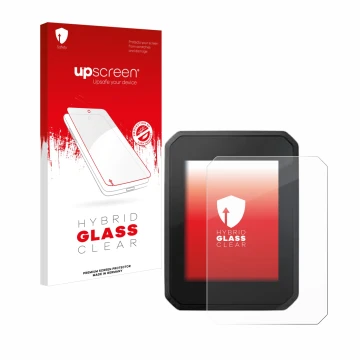 Face avant d’un emballage produit avec le logo de la marque upscreen. À côté, l’appareil FIT Display Compact 2.0 est représent