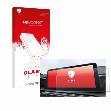 Face avant d’un emballage produit avec le logo de la marque upscreen. À côté, l’appareil MG3 Hybrid Hybrid+ 2024 est représent