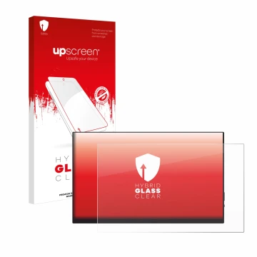 Face avant d’un emballage produit avec le logo de la marque upscreen. À côté, l’appareil Verbatim PMT-14 est représenté avec l