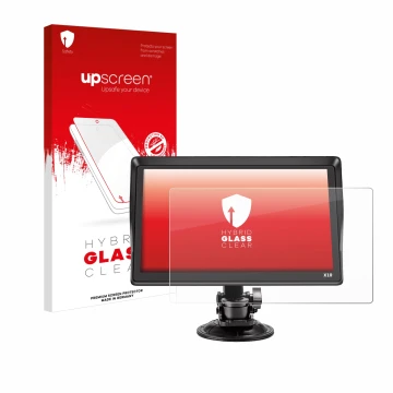 Face avant d’un emballage produit avec le logo de la marque upscreen. À côté, l’appareil Xgody X10 9