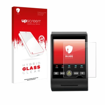 Face avant d’un emballage produit avec le logo de la marque upscreen. À côté, l’appareil VIOFO A229 PRO est représenté avec la