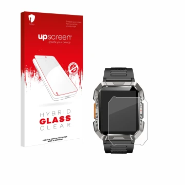 Face avant d’un emballage produit avec le logo de la marque upscreen. À côté, l’appareil Baolubao W60 est représenté avec la p
