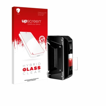 Face avant d’un emballage produit avec le logo de la marque upscreen. À côté, l’appareil geekvape Aegis 3 est représenté avec 