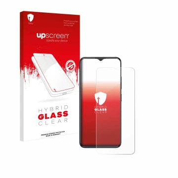 Face avant d’un emballage produit avec le logo de la marque upscreen. À côté, l’appareil ZTE Blade A34 est représenté avec la 