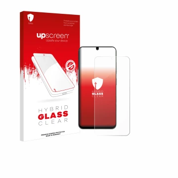 Face avant d’un emballage produit avec le logo de la marque upscreen. À côté, l’appareil ZTE Blade A35 est représenté avec la 