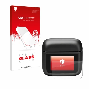 Face avant d’un emballage produit avec le logo de la marque upscreen. À côté, l’appareil JBL Tour Pro 3 est représenté avec la