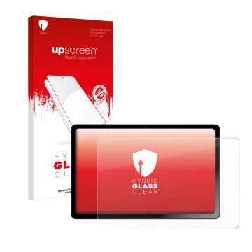 Face avant d’un emballage produit avec le logo de la marque upscreen. À côté, l’appareil HMD T21 est représenté avec la protec