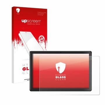 Face avant d’un emballage produit avec le logo de la marque upscreen. À côté, l’appareil SGIN T10P 10.1
