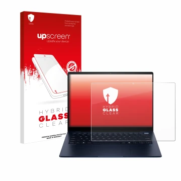 Face avant d’un emballage produit avec le logo de la marque upscreen. À côté, l’appareil HP EliteBook Ultra 14 G1q est représe