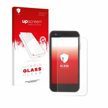 Face avant d’un emballage produit avec le logo de la marque upscreen. À côté, l’appareil Soyes XS12 est représenté avec la pro
