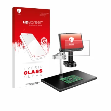 Face avant d’un emballage produit avec le logo de la marque upscreen. À côté, l’appareil Tomlov TM4K-AF-MAX est représenté ave