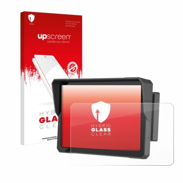 Face avant d’un emballage produit avec le logo de la marque upscreen. À côté, l’appareil Carpuride W702B Pro 7