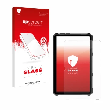 Face avant d’un emballage produit avec le logo de la marque upscreen. À côté, l’appareil Ulefone Armor Pad 4 Ultra est représe