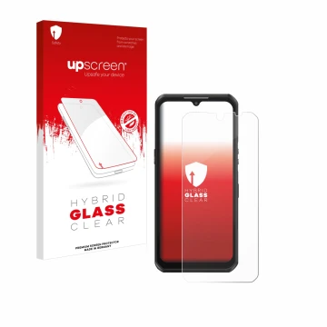 Face avant d’un emballage produit avec le logo de la marque upscreen. À côté, l’appareil Oukitel WP39 est représenté avec la p