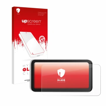 Face avant d’un emballage produit avec le logo de la marque upscreen. À côté, l’appareil Einstar VEGA est représenté avec la p