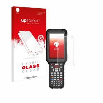 Face avant d’un emballage produit avec le logo de la marque upscreen. À côté, l’appareil Honeywell CK67 est représenté avec la