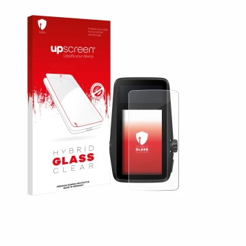 Face avant d’un emballage produit avec le logo de la marque upscreen. À côté, l’appareil Coros Dura est représenté avec la pro