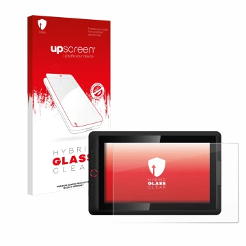 Face avant d’un emballage produit avec le logo de la marque upscreen. À côté, l’appareil XP-Pen Artist 15.6 Pro V2 est représe