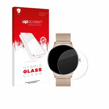 Face avant d’un emballage produit avec le logo de la marque upscreen. À côté, l’appareil LIGE FV12 1.43